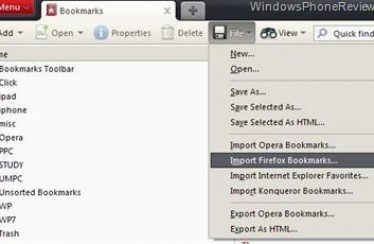Copy, Import Bookmarks To Windows Phone